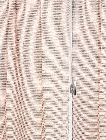 Paire de petits voilages poly-lin-coton à fines rayures