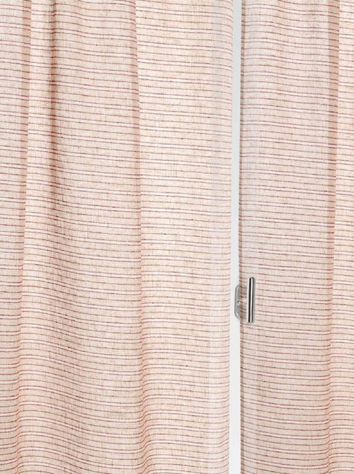 Paire de petits voilages poly-lin-coton à fines rayures - Kiabi