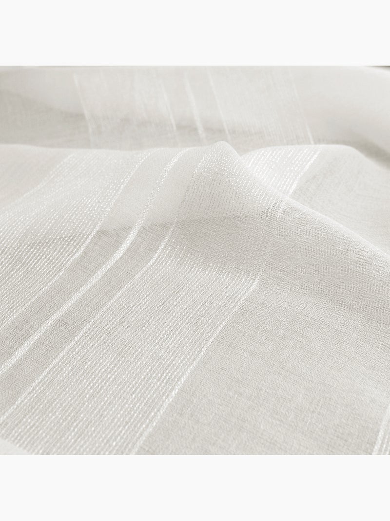 Paire de petits voilages unis à rayures fantaisie Blanc - Kiabi