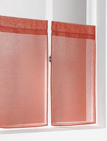 Paire de petits voilages unis et tamisants en poly/lin