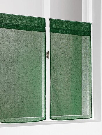 Paire de petits voilages unis et tamisants en poly/lin