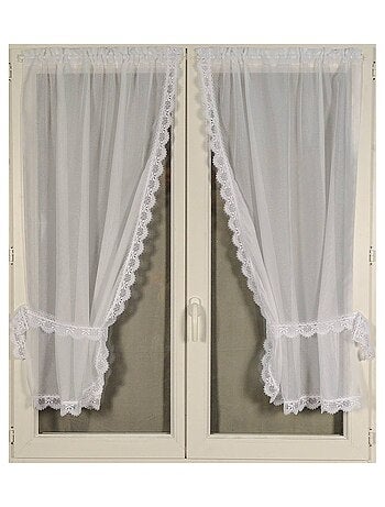 Paire de rideaux bonne femme à bord macramé