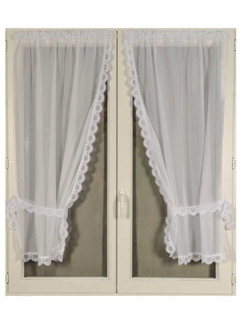 Paire de rideaux bonne femme à bord macramé - Kiabi