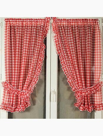 Paire de rideaux bonne femme à carreaux normands