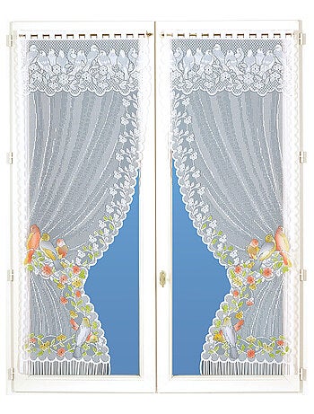 Paire de rideaux "Bonne-Femme" dentelle et franges
