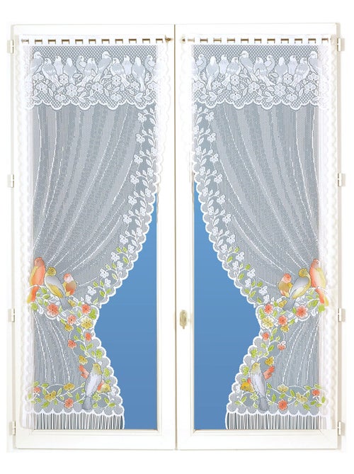 Paire de rideaux "Bonne-Femme" dentelle et franges - Kiabi