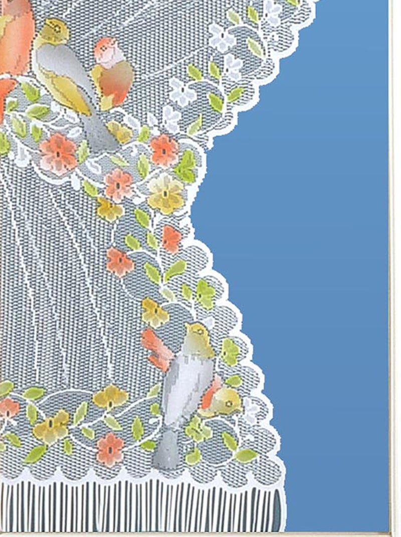 Paire de rideaux "Bonne-Femme" dentelle et franges Vert - Kiabi