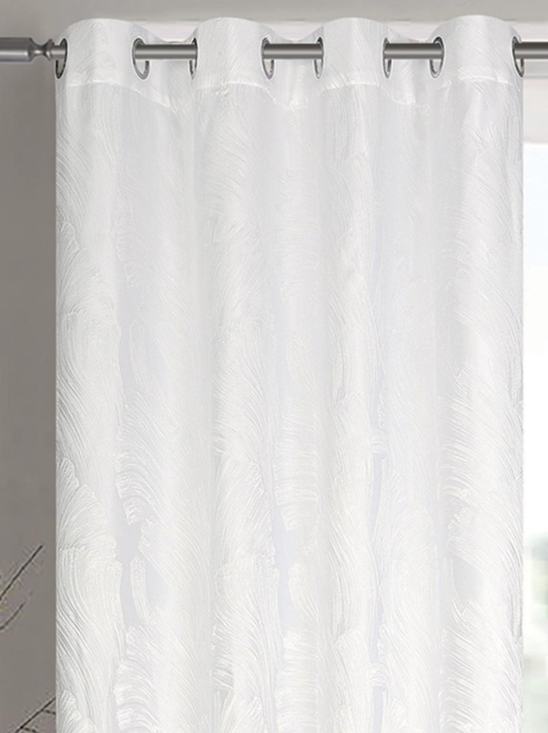 Paire de rideaux jacquard tissé abstrait avec relief Blanc - Kiabi