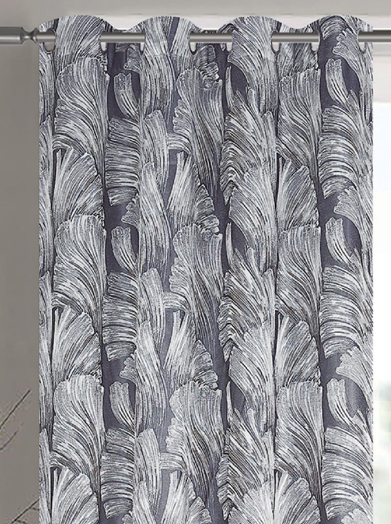 Paire de rideaux jacquard tissé abstrait avec relief gris anthracite - Kiabi