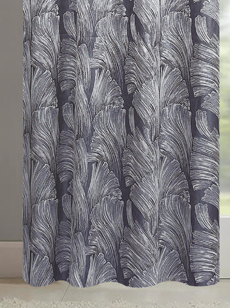 Paire de rideaux jacquard tissé abstrait avec relief gris anthracite - Kiabi