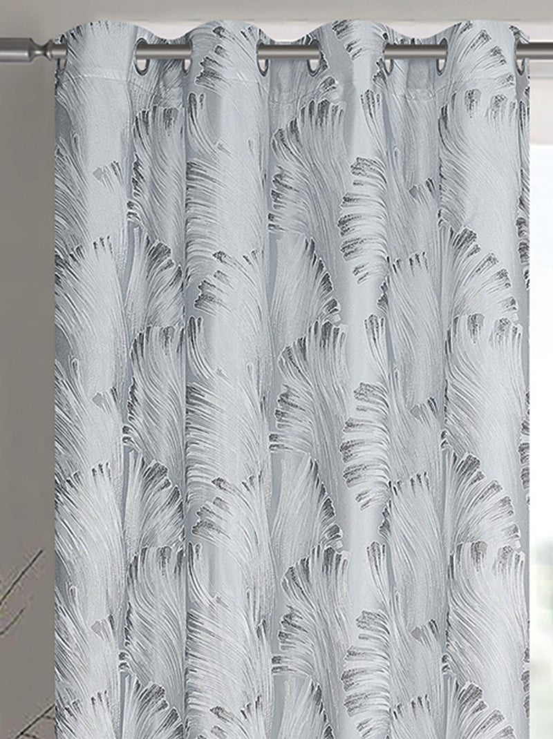 Paire de rideaux jacquard tissé abstrait avec relief Gris clair - Kiabi