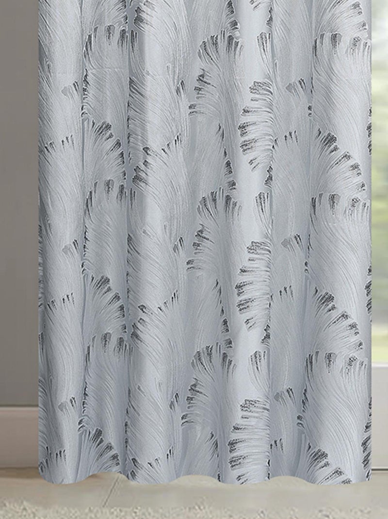 Paire de rideaux jacquard tissé abstrait avec relief Gris clair - Kiabi