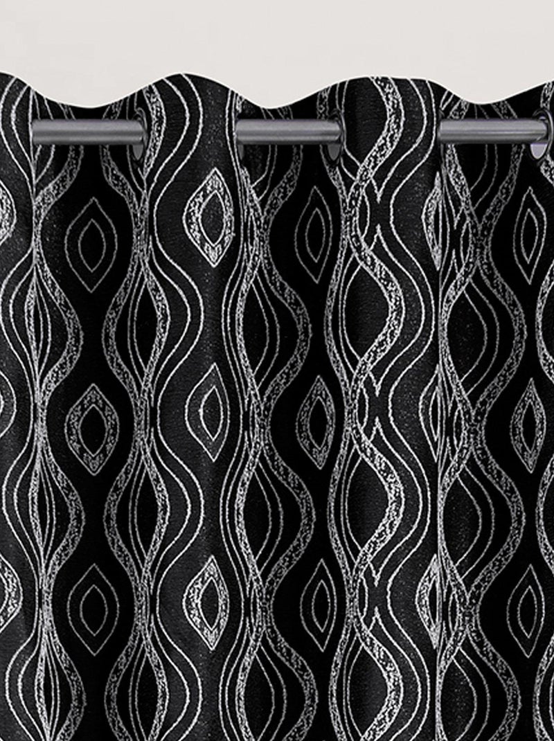 Paire de rideaux obscurcissant à motifs Noir - Kiabi