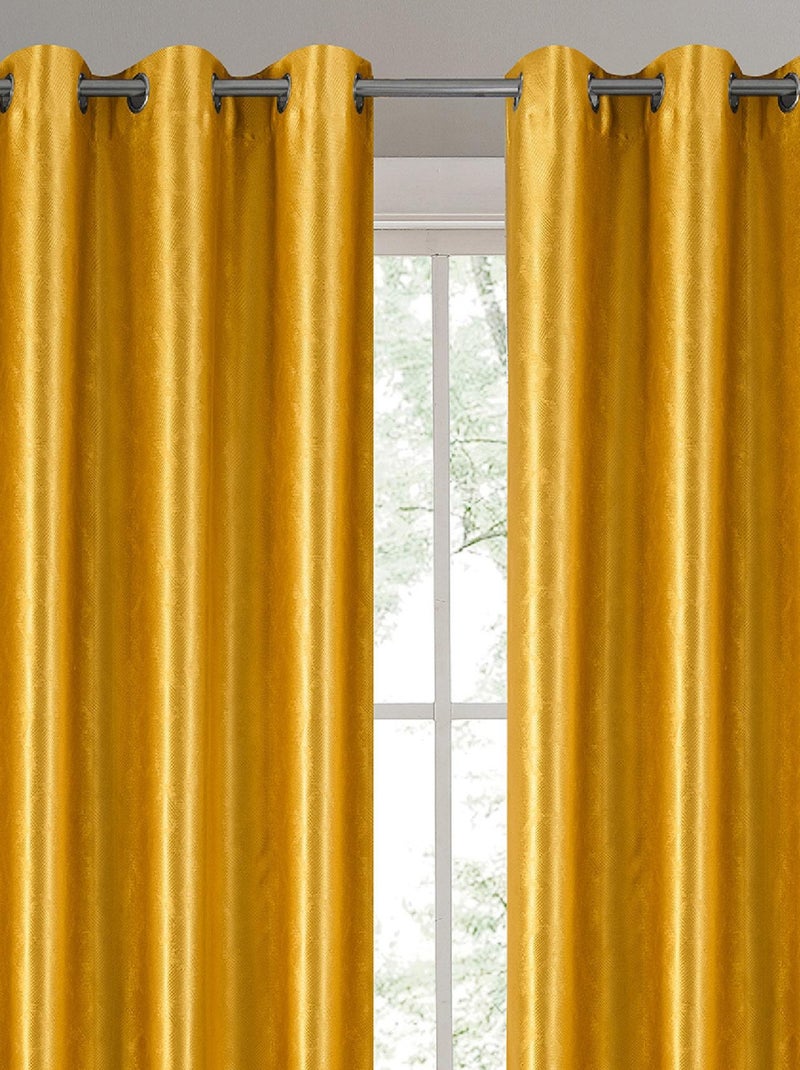 Paire de rideaux occultants à motifs géométriques Jaune moutarde - Kiabi
