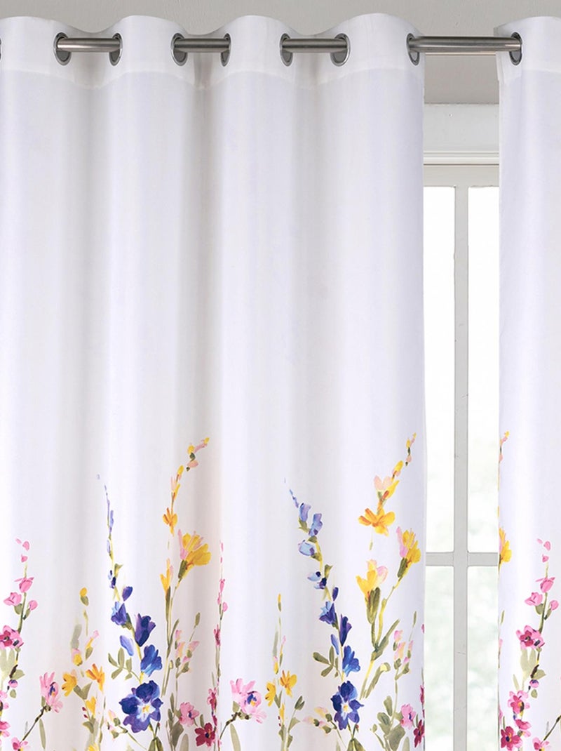 Paire de Rideaux  occultants motif floral Blanc - Kiabi
