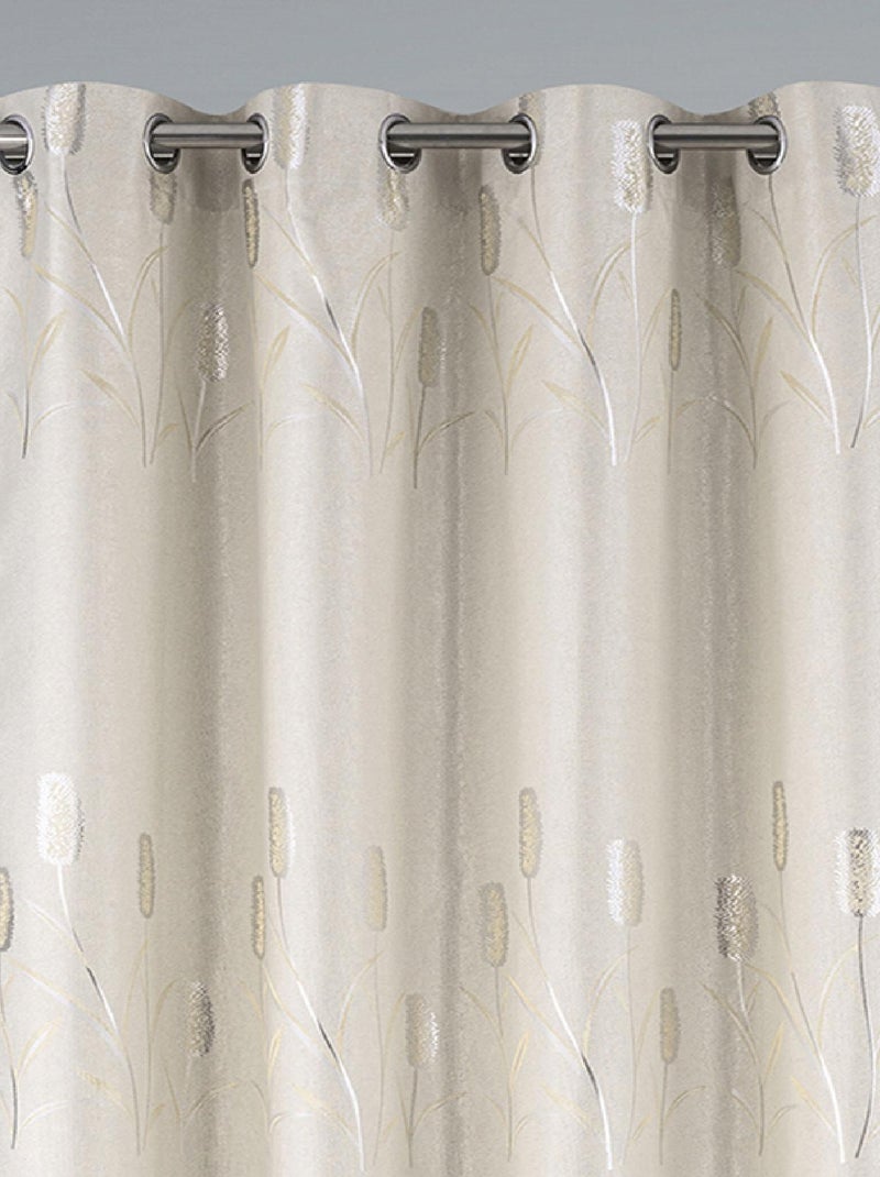 Paire de rideaux occultants tissés brillants avec motif fleur Beige - Kiabi