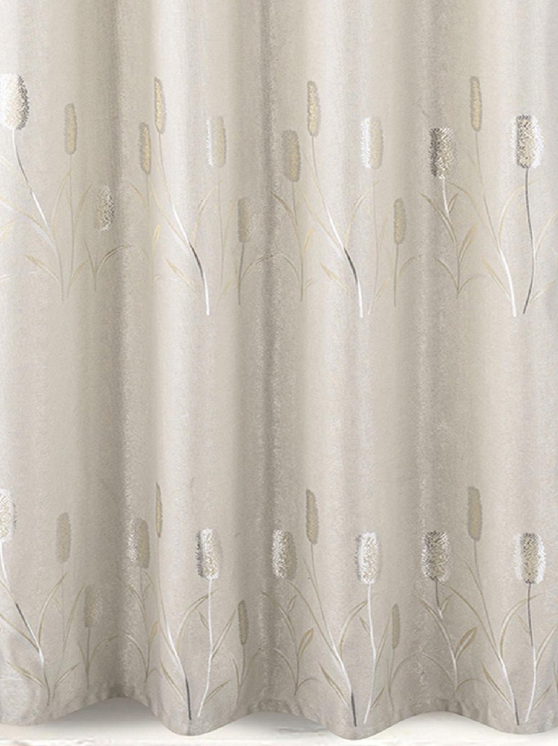 Paire de rideaux occultants tissés brillants avec motif fleur Beige - Kiabi