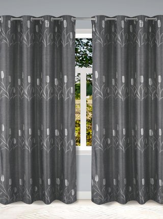 Paire de rideaux occultants tissés brillants avec motif fleur