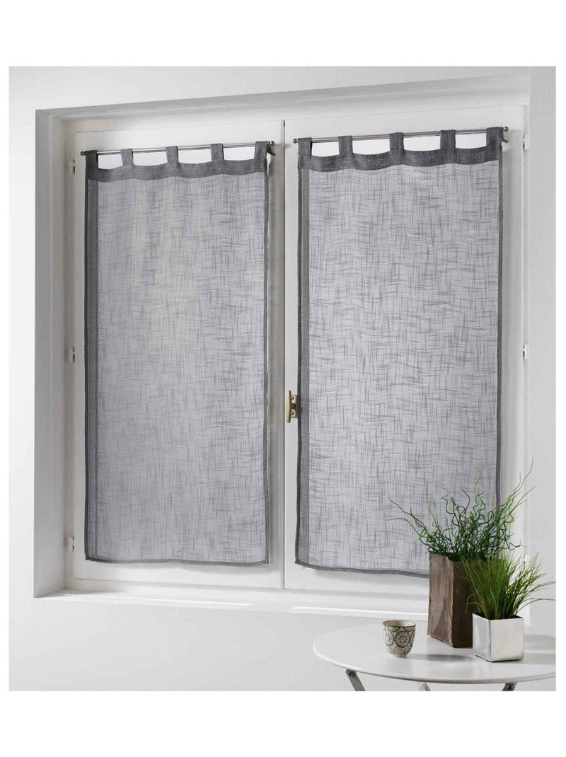 Paire de rideaux voilages  - Effet lin Gris clair - Kiabi