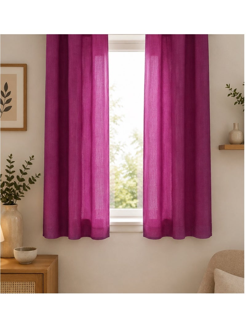 Paire de rideaux voile uni brise bise Rose fushia - Kiabi
