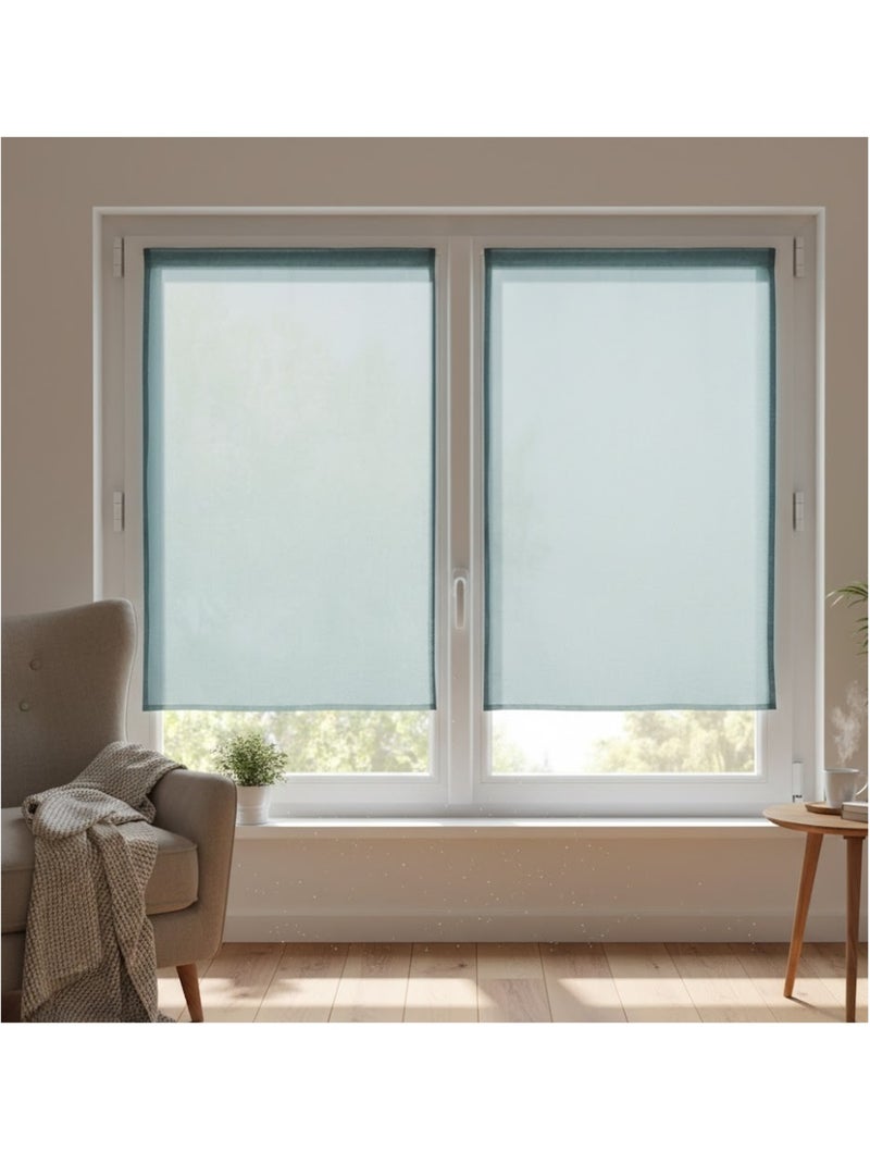 Paire de Rideaux voile uni Brise bise Vert eucalyptus - Kiabi