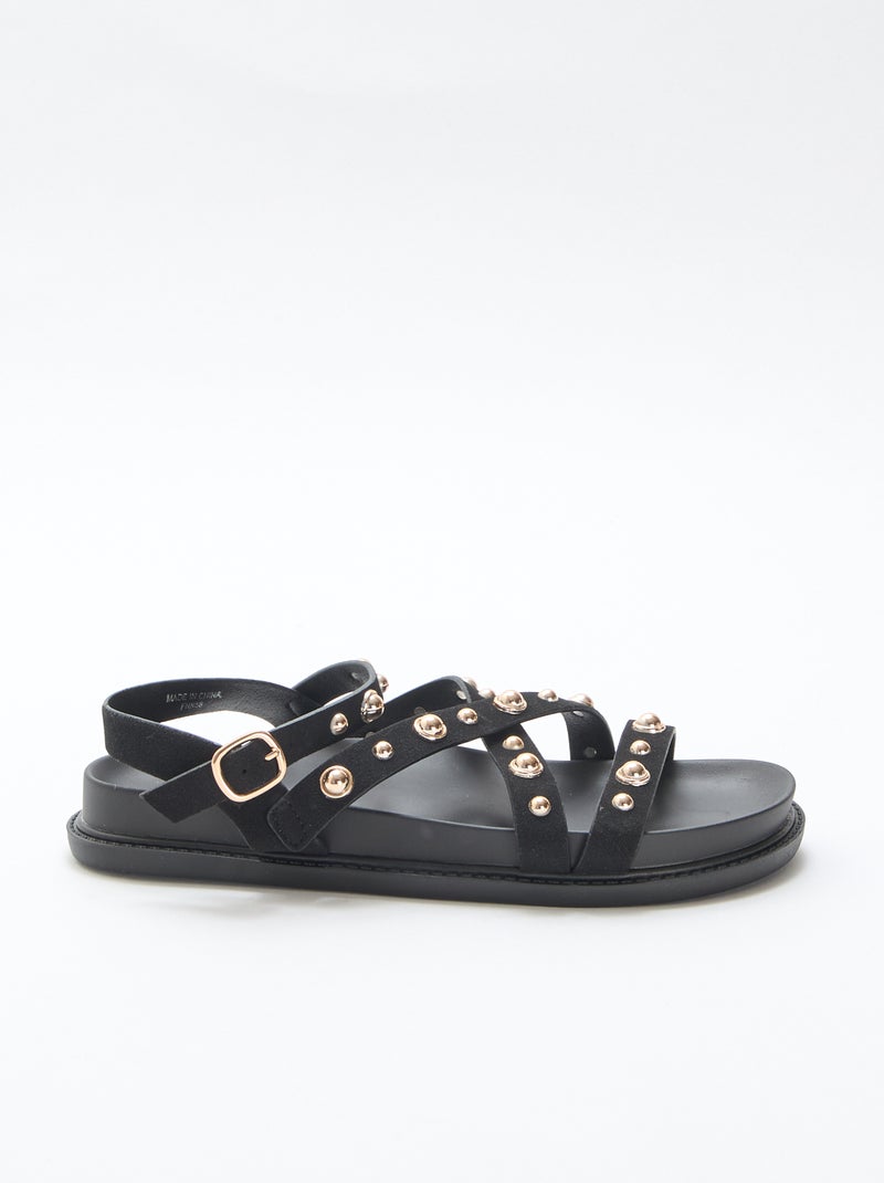 Paire de sandales à plateforme avec brides clous Noir - Kiabi