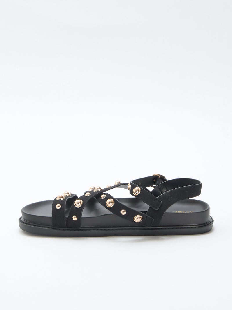 Paire de sandales à plateforme avec brides clous Noir - Kiabi