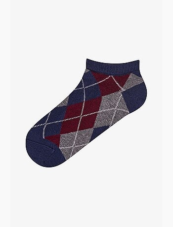 Paire de socquettes brillantes à carreaux et motif losange penti