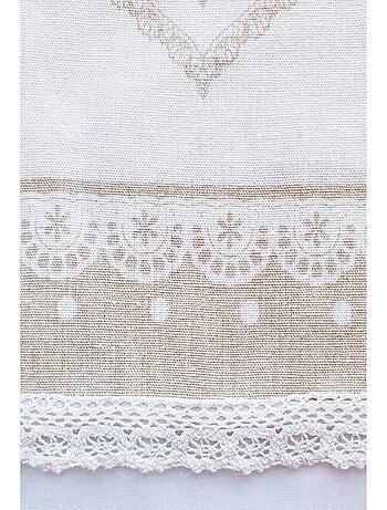 Paire de stores étamine cœurs , vitrage finition passe-tringle.