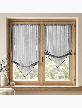 Paire de stores voilages à pointes avec fils lurex