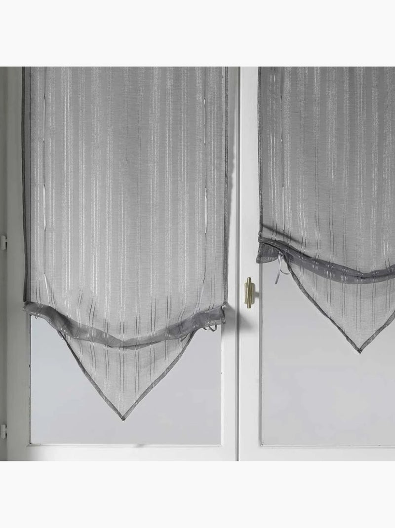 Paire de stores voilages à pointes avec fils lurex Gris clair - Kiabi
