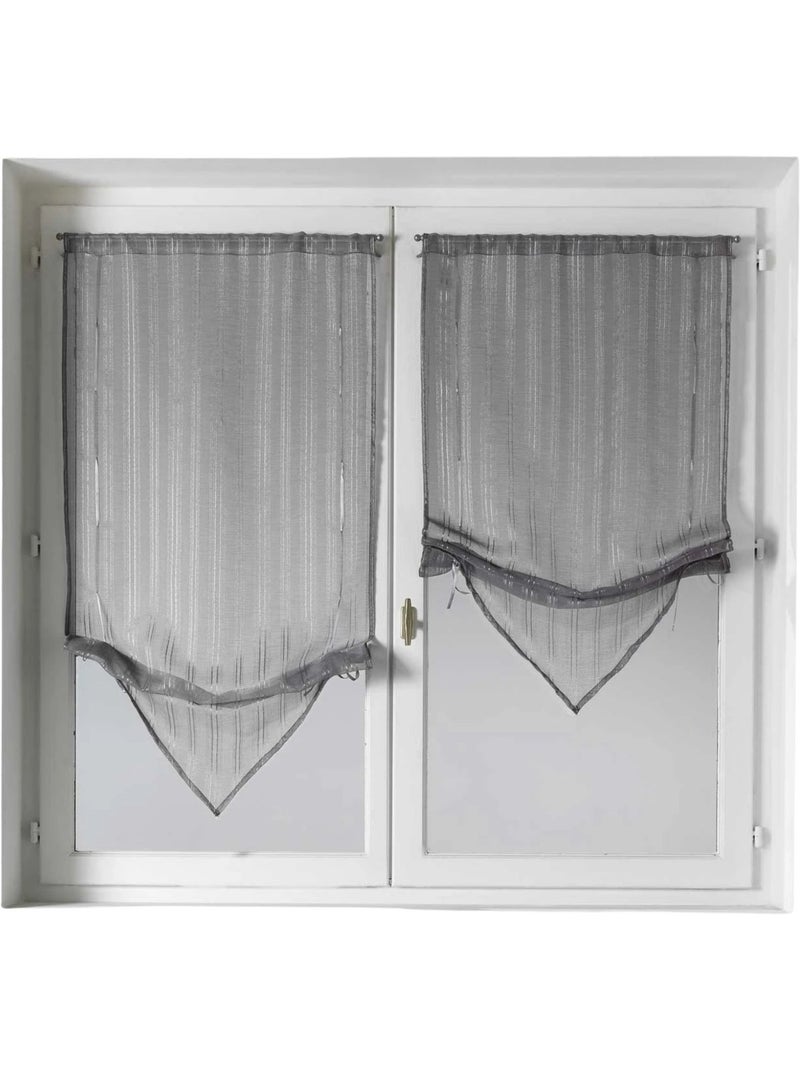 Paire de stores voilages à pointes avec fils lurex Gris clair - Kiabi