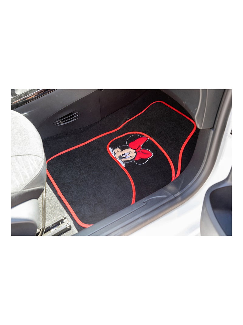 Paire de tapis de voiture - Minnie Mouse-  en PVC, universels Rouge - Kiabi