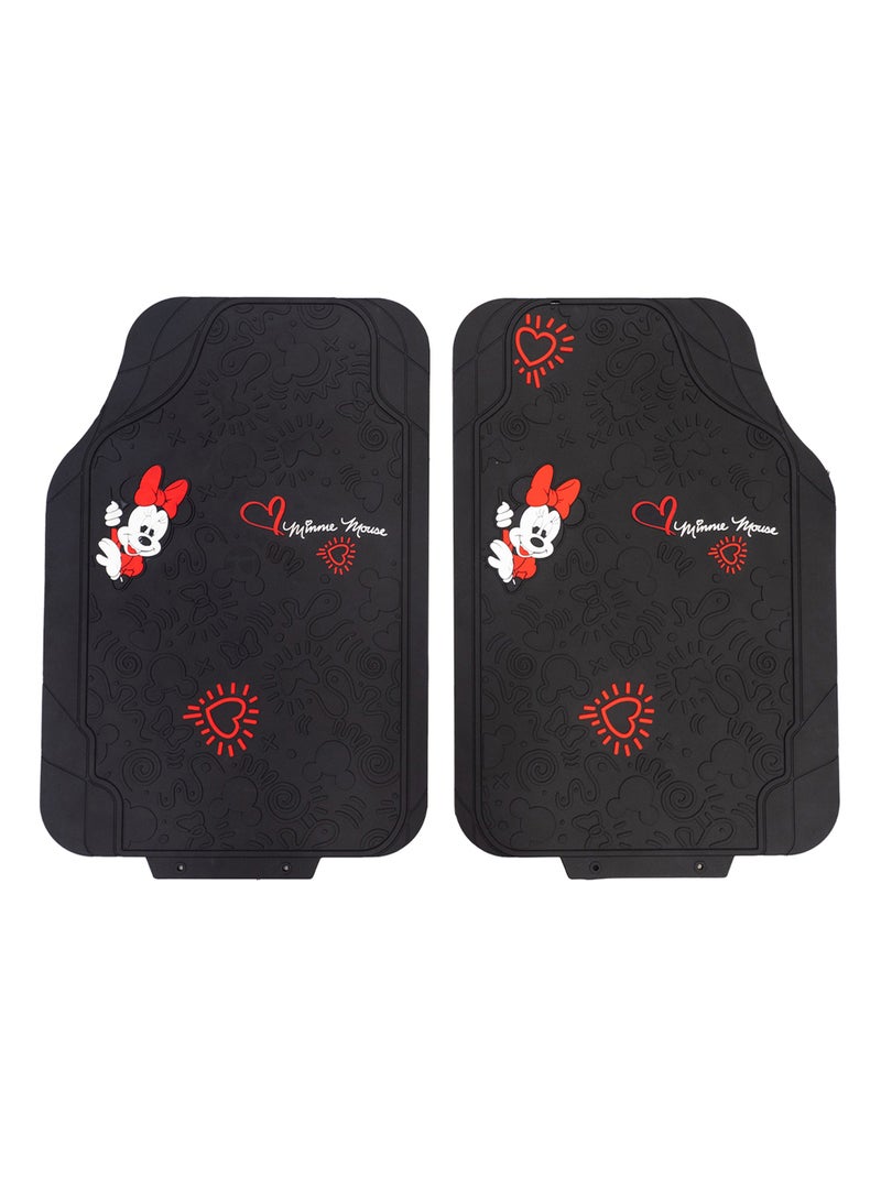 Paire de tapis de voiture Minnie Mouse, PVC, universel, 44 x 65 cm Rouge - Kiabi