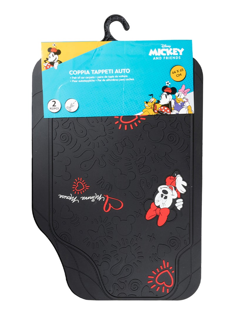 Paire de tapis de voiture Minnie Mouse, PVC, universel, 44 x 65 cm Rouge - Kiabi