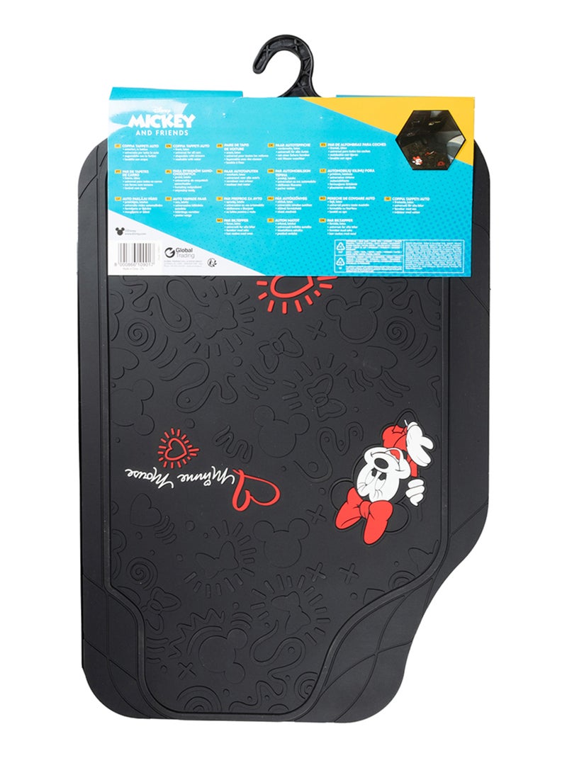 Paire de tapis de voiture Minnie Mouse, PVC, universel, 44 x 65 cm Rouge - Kiabi