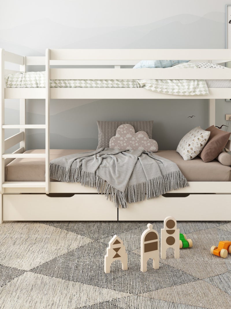 Paire de tiroirs pour lit superposé pin massif ISIDORE Blanc - Kiabi