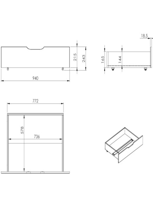 Paire de tiroirs pour lit superposé pin massif ISIDORE - Kiabi