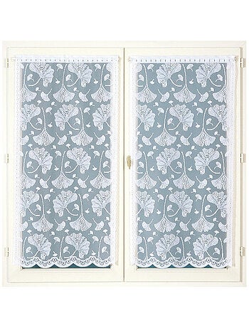 Paire de vitrages base découpée en dentelle ginkgo