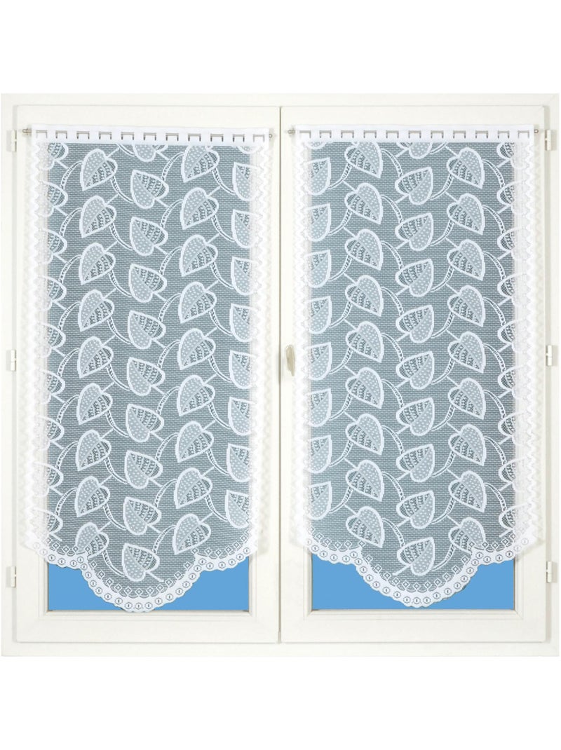 Paire de vitrages dentelle base arrondie feuilles Blanc - Kiabi
