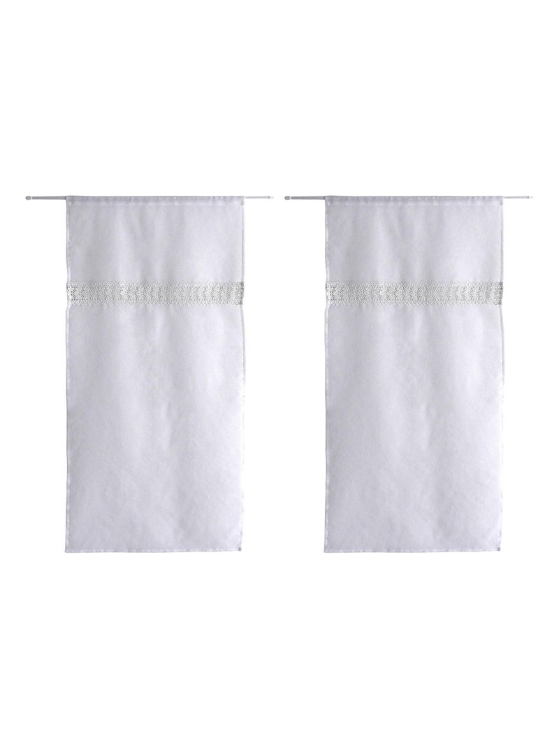 Paire de vitrages doits et galon macramé Blanc - Kiabi