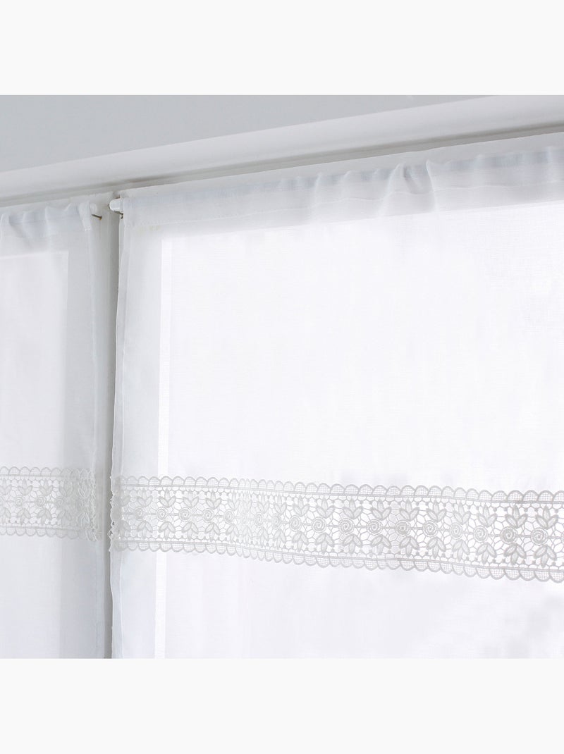 Paire de vitrages doits et galon macramé Blanc - Kiabi