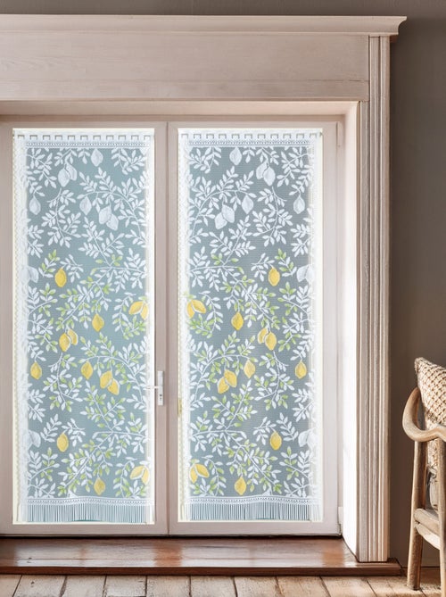 Paire de vitrages frangés dentelle motif feuillage et fruits - Kiabi