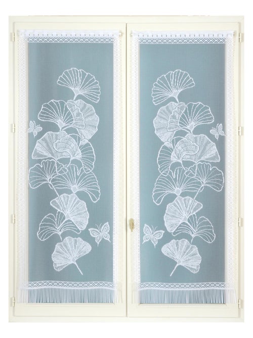 Paire de vitrages frangés dentelle motif ginkgo - Kiabi