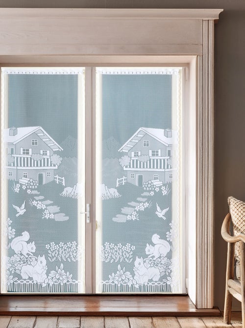 Paire de vitrages frangés en dentelle chalet et animaux - Kiabi