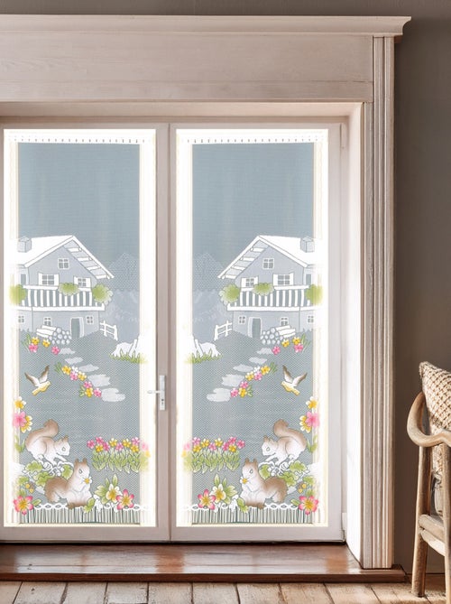 Paire de vitrages frangés en dentelle chalet et animaux - Kiabi