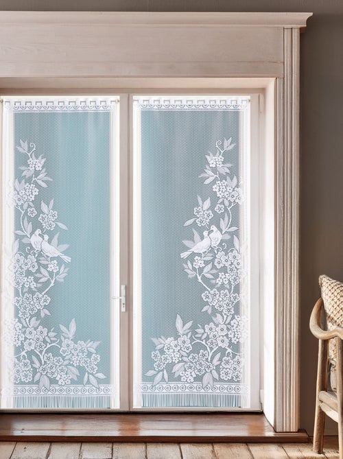 Paire de vitrages frangés en dentelle oiseaux et fleurs - Kiabi