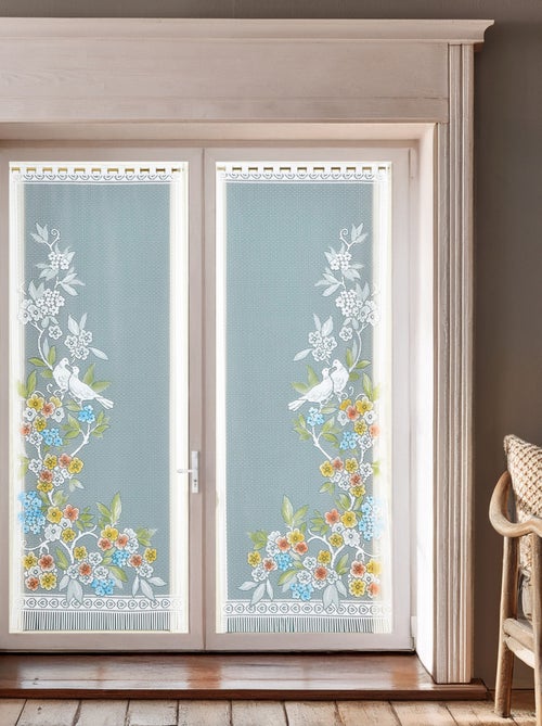 Paire de vitrages frangés en dentelle oiseaux et fleurs - Kiabi