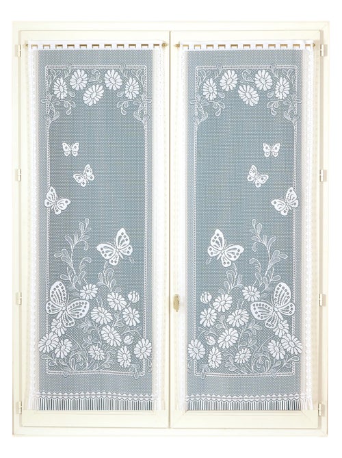 Paire de vitrages frangés et dentellés papillons - Kiabi