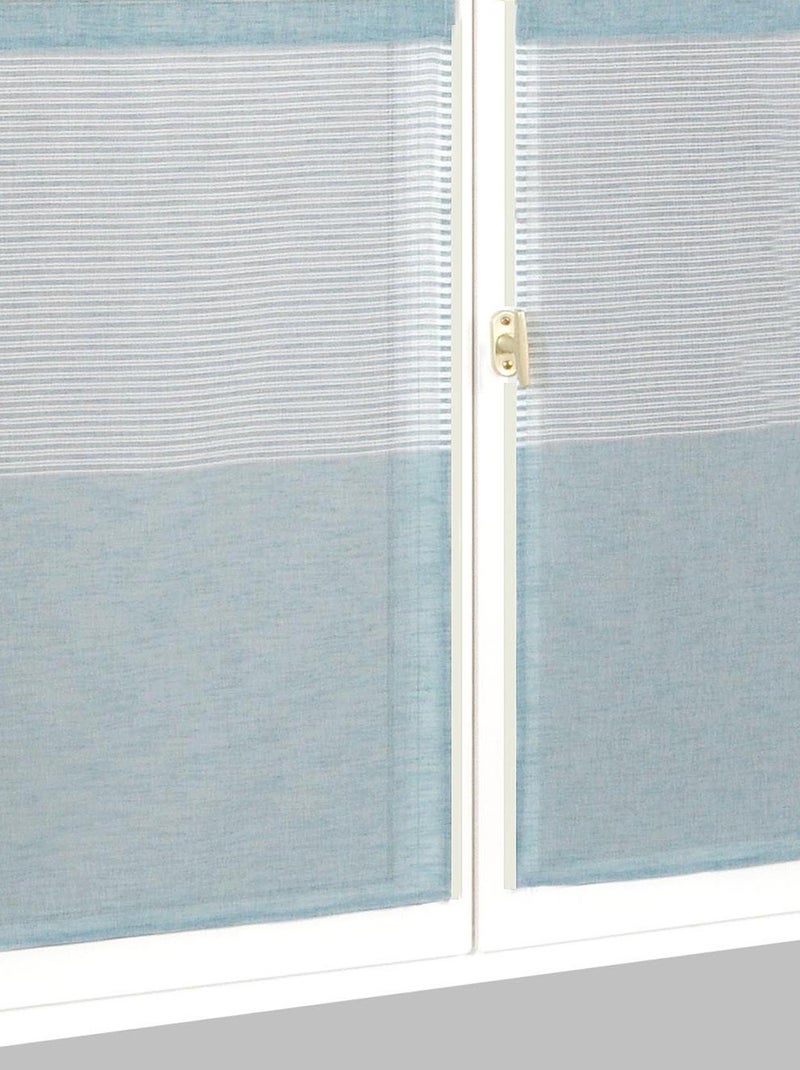 Paire de vitrages parement rayé Bleu céladon - Kiabi